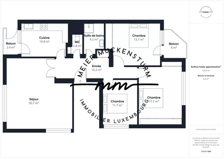 Apartamento com 3 quarto(s) para venda em Luxembourg-Cessange