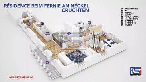 Apartment with 2 bedroom(s) to sell in Cruchten