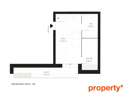 Estúdio para venda em Luxembourg-Kirchberg