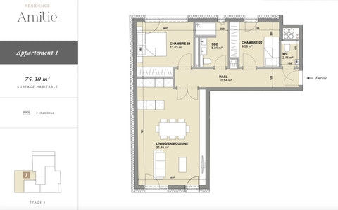 Apartment with 2 bedroom(s) to sell in Mondorf-les-Bains