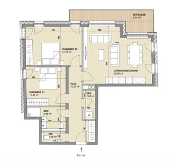 Apartment with 2 bedroom(s) to sell in Mondorf-les-Bains