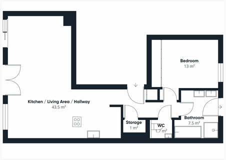 Appartement 1 chambre(s) à vendre à Luxembourg-Rollingergrund