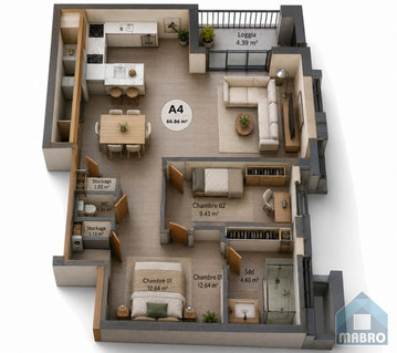 Apartment with 2 bedroom(s) to sell in Kehlen