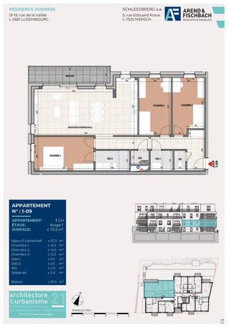 Apartamento com 3 quarto(s) para venda em Luxembourg-Hollerich