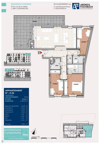 Apartamento com 3 quarto(s) para venda em Luxembourg-Hollerich