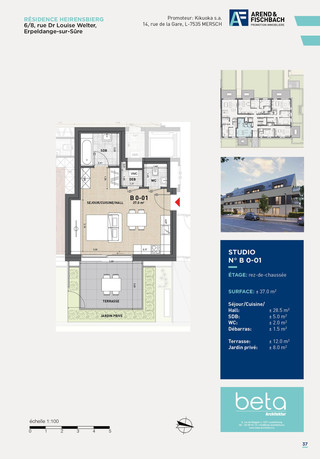 Einzimmerwohnung zu verkaufen in Erpeldange (Ettelbruck)
